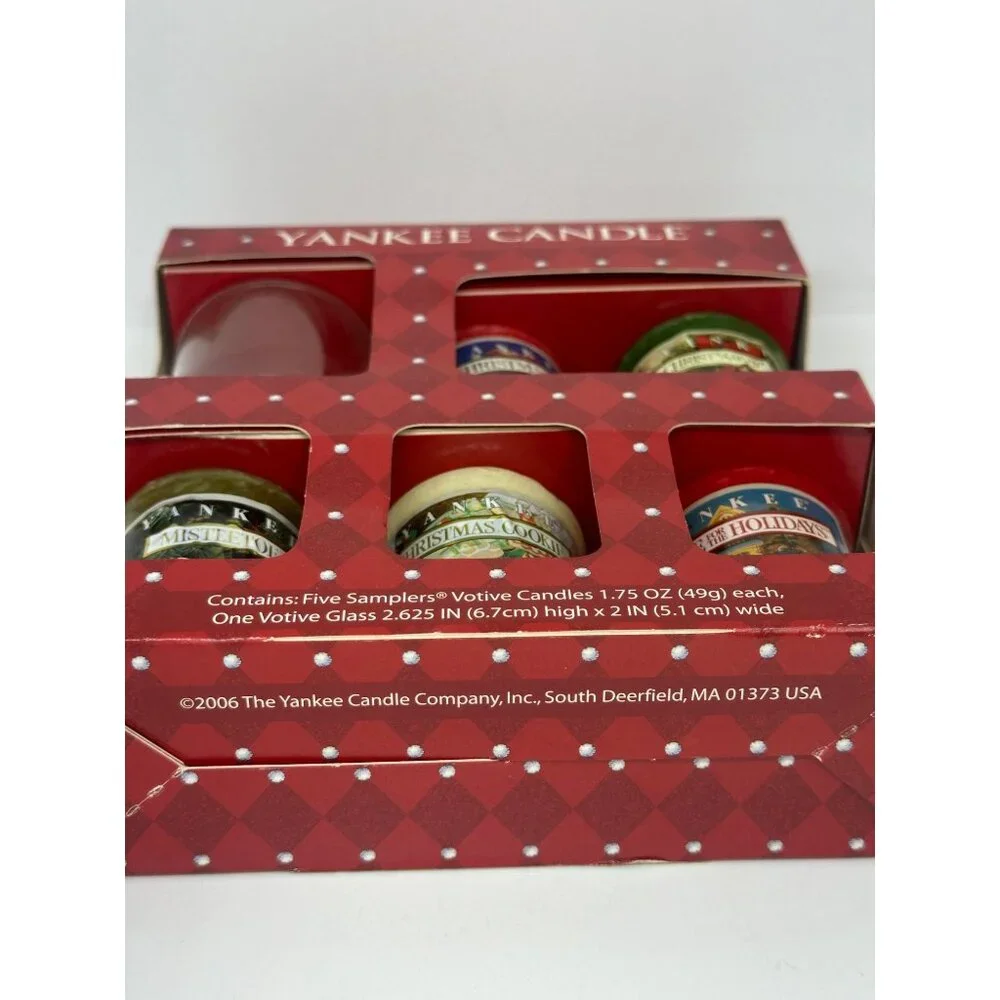 NIB Retired Yankee Candle Holiday Christmas 5 Votive‎ Candle Boxed Gift Set 2006